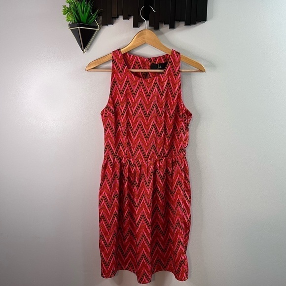𝅺JACK Pink Red Geometric Sleeveless Keyhold back Skater Dress  Size: Small - Picture 2 of 14